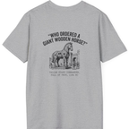 Trojan Horse Deadpan Satire Back Print T-Shirt - Sport Grey back