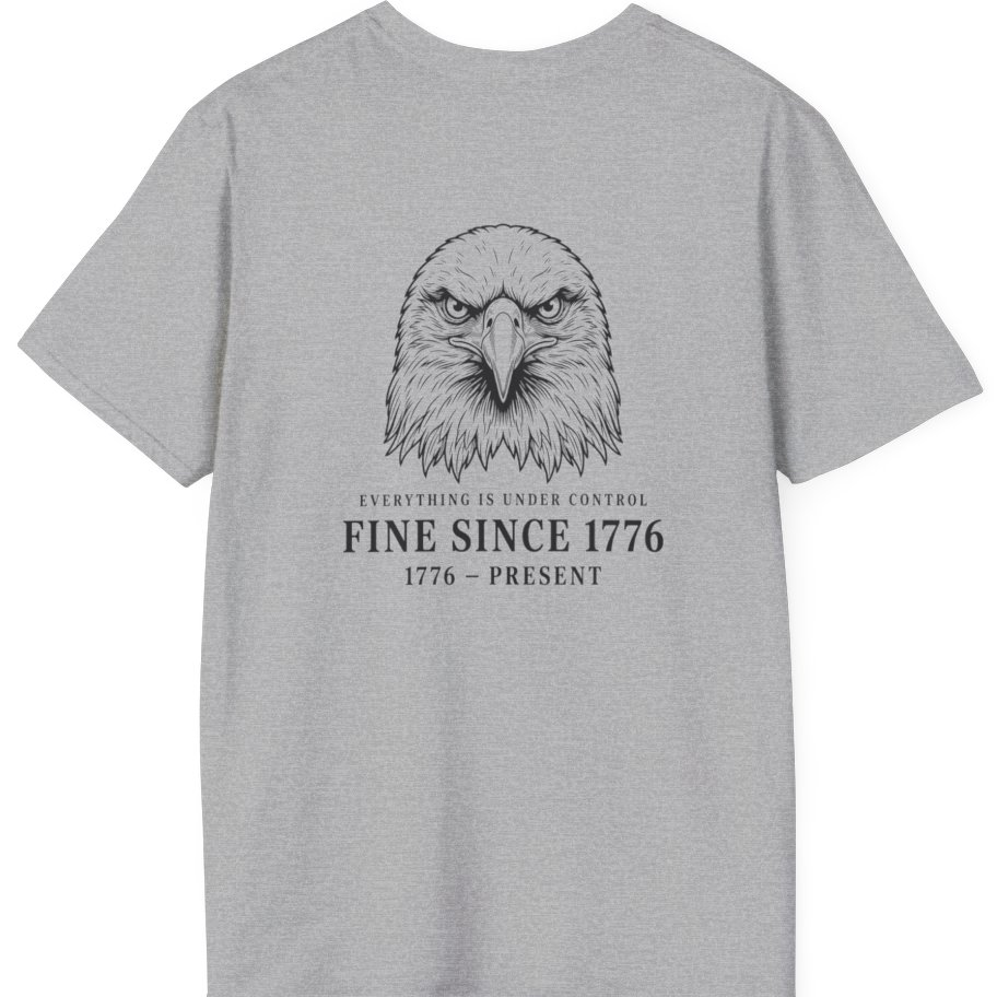 Stressed Eagle Fine Since Back Print T-Shirt - Sport Grey back