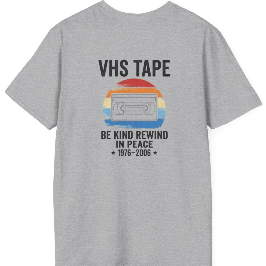 Vhs Tape Memorial Back Print T-Shirt - Sport Grey back