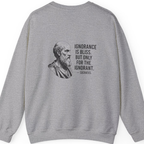 Socrates Ignorance Is Bliss Quote Back Print Sweatshirt - Sport Grey back