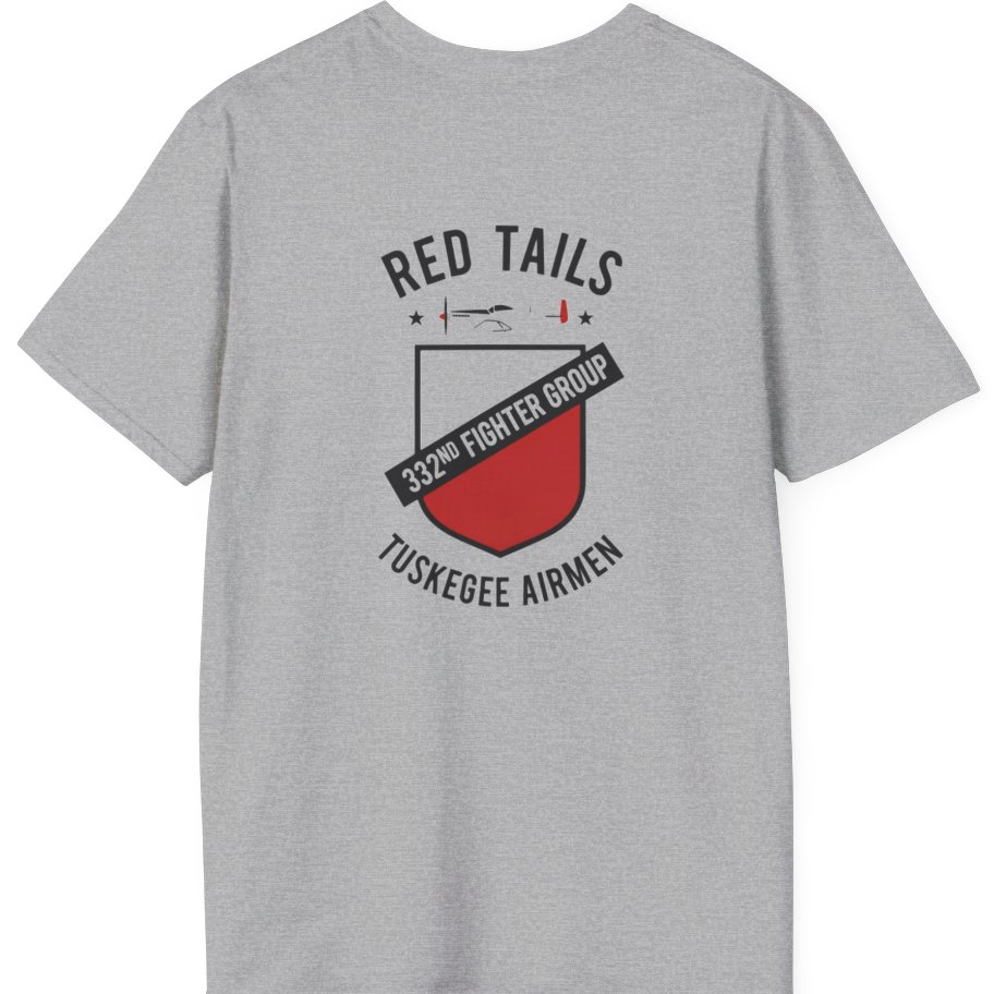 Red Tails 332nd Fighter Group Back Print T-Shirt - Sport Grey back