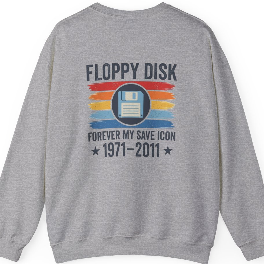 Floppy Disk Memorial Back Print Sweatshirt - Sport Grey back