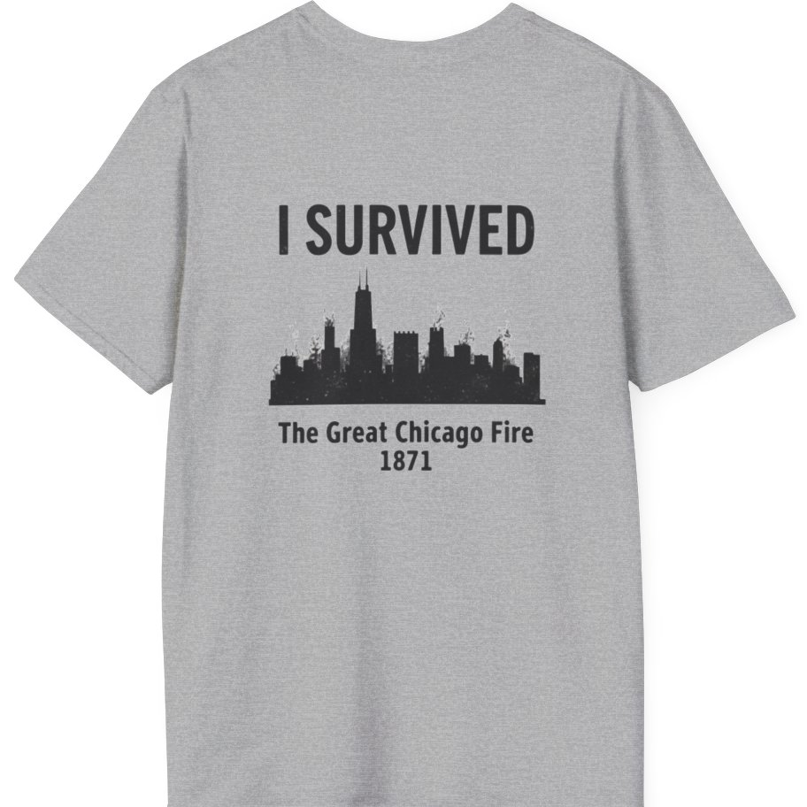 I Survived The Great Chicago Back Print T-Shirt - Sport Grey back