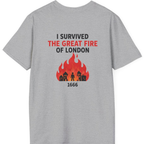 I Survived The Great Fire Back Print T-Shirt - Sport Grey back