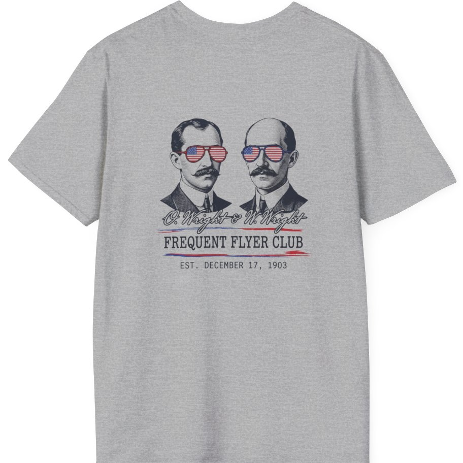 Wright Brothers Frequent Flyer Back Print T-Shirt - Sport Grey back