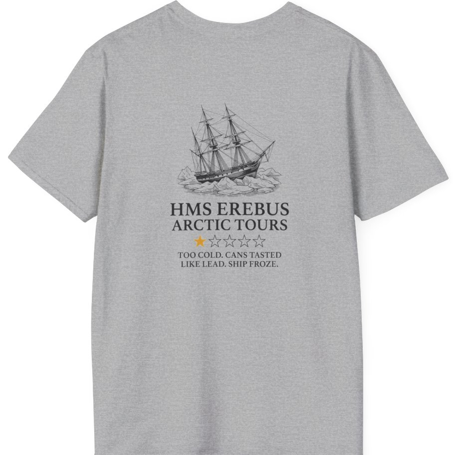 Hms Erebus Arctic Tours Back Print T-Shirt - Sport Grey back