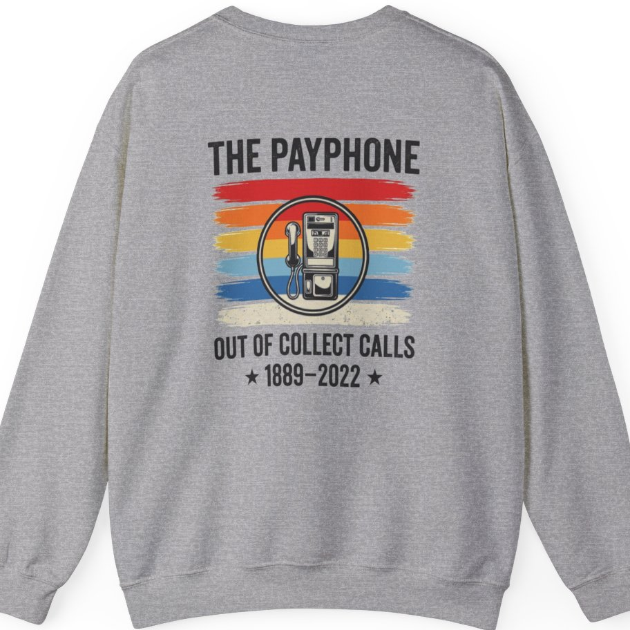 Public Payphone Memorial Back Print Sweatshirt - Sport Grey back