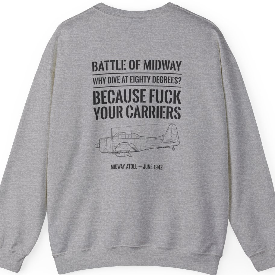 Battle of Midway Back Print Sweatshirt - Sport Grey back