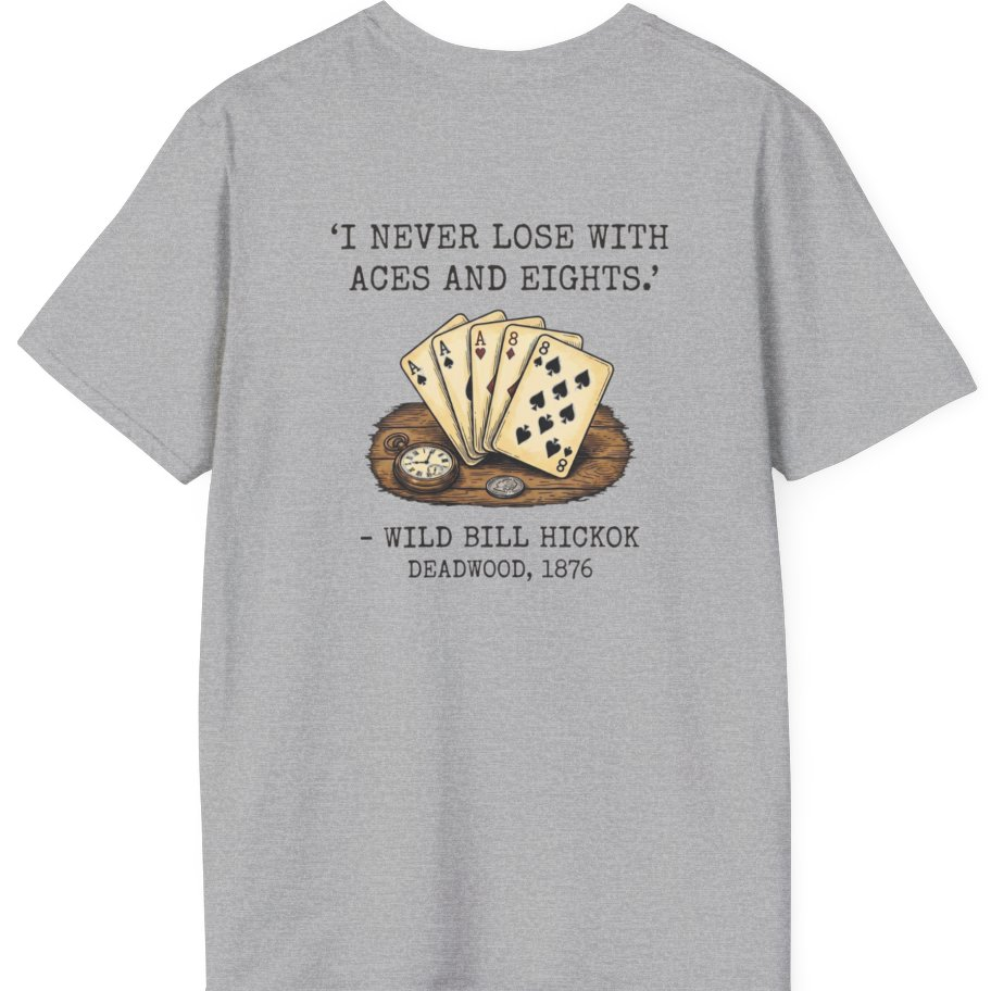 Dead Mans Hand Poker Back Print T-Shirt - Sport Grey back