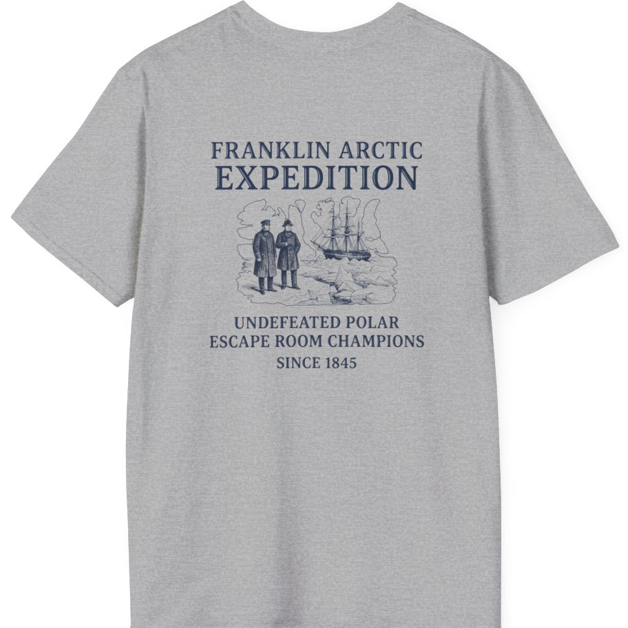 Franklin Arctic Expedition Escape Room Back Print T-Shirt - Sport Grey back