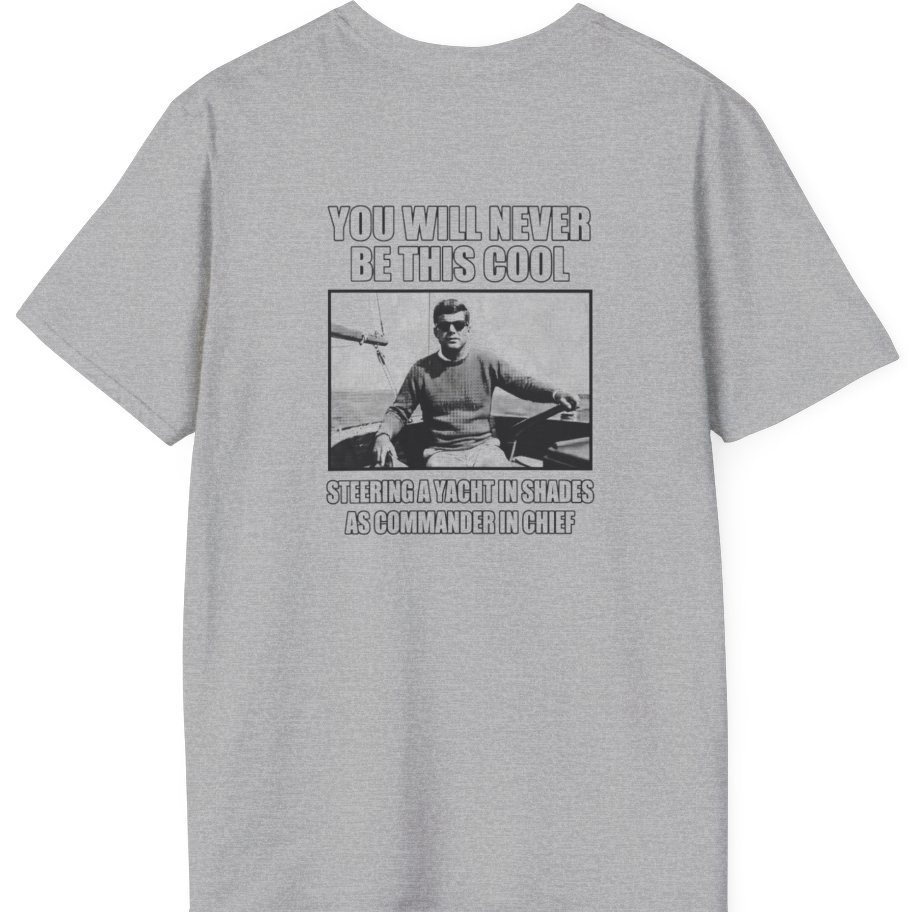 Jfk Yacht Sunglasses Flex Back Print T-Shirt - Sport Grey back
