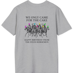 Four Horsemen Birthday Party Back Print T-Shirt - Sport Grey back