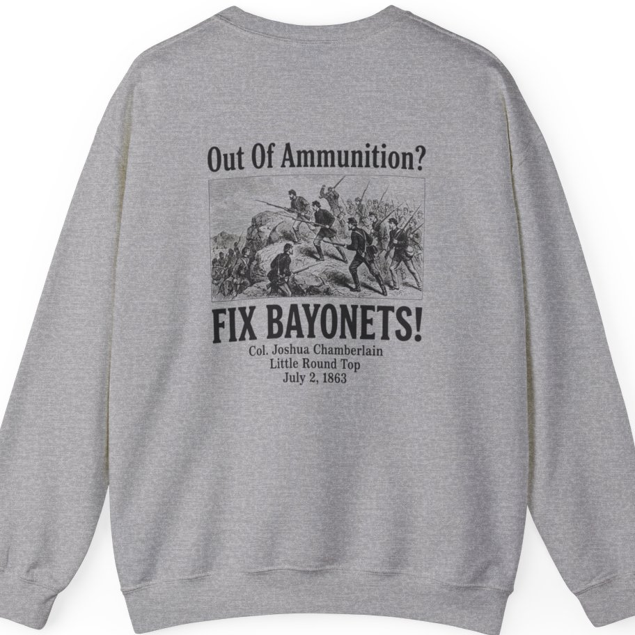 Out of Ammunition Fix Bayonets Back Print Sweatshirt - Sport Grey back