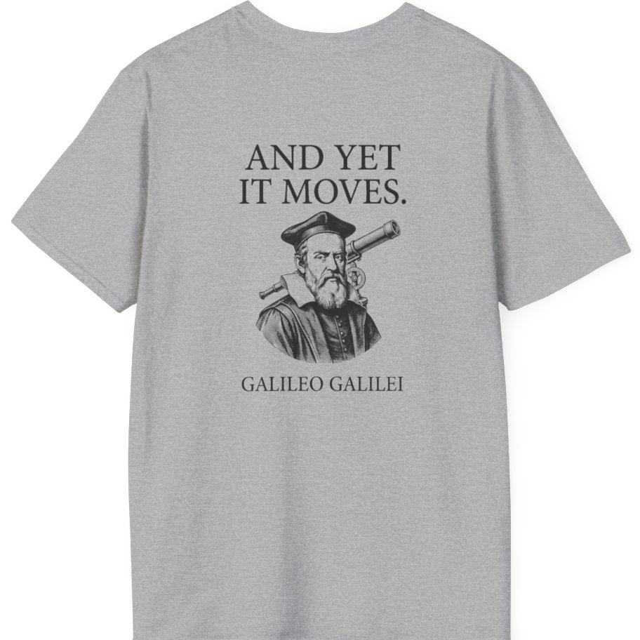 Galileo And Yet It Moves Back Print T-Shirt - Sport Grey back