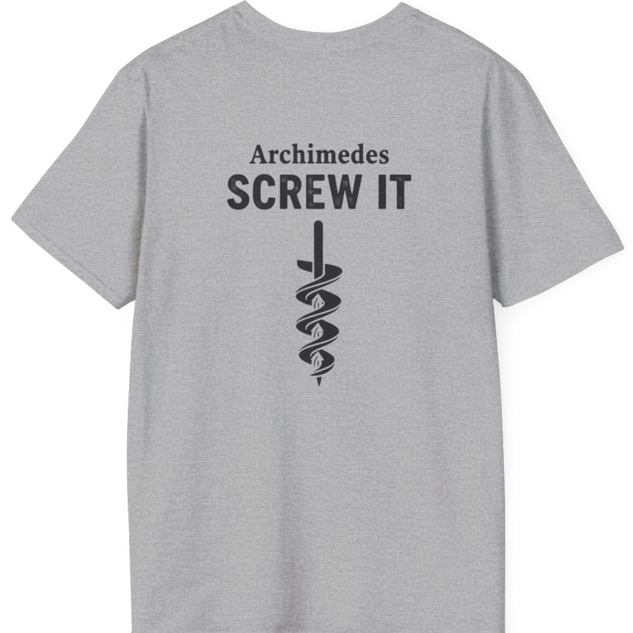 Archimedes Screw It Back Print T-Shirt - Sport Grey back