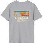 Chicago Great Fire 5K Retro Back Print T-Shirt - Sport Grey back