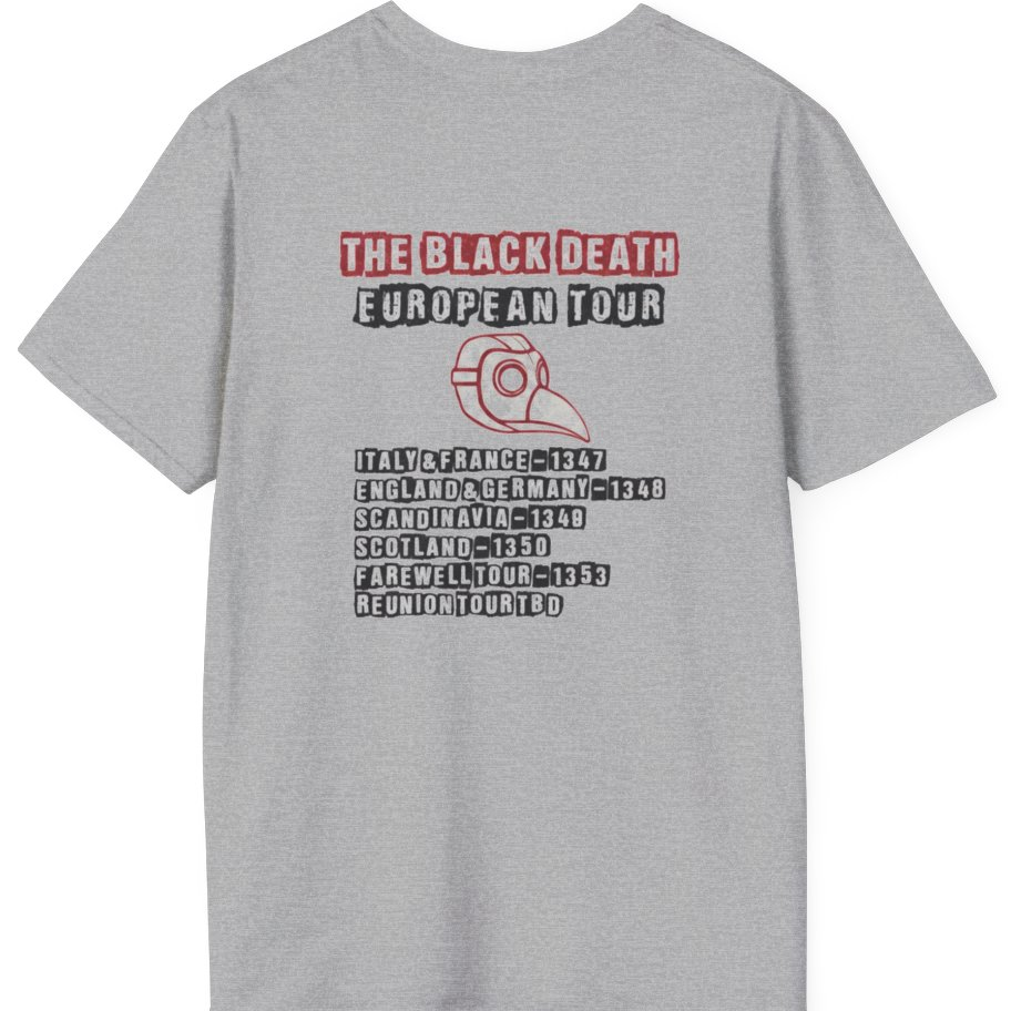 The Black Death European Tour Back Print T-Shirt - Sport Grey back