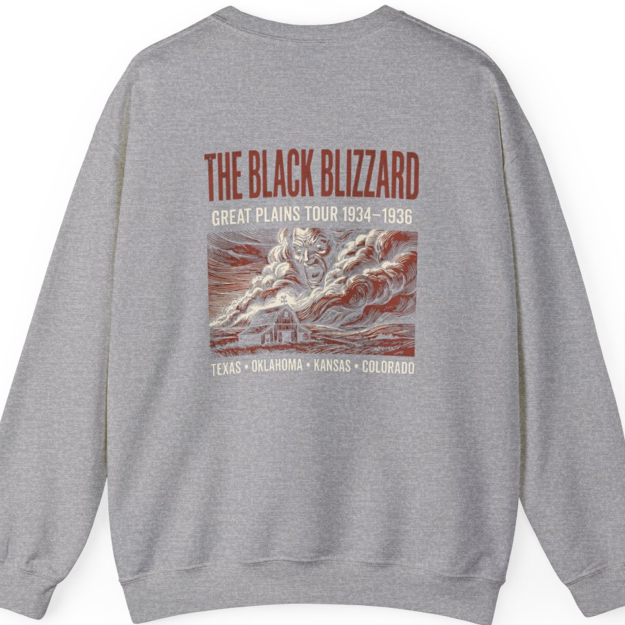 Black Blizzard Dust Tour Back Print Sweatshirt - Sport Grey back