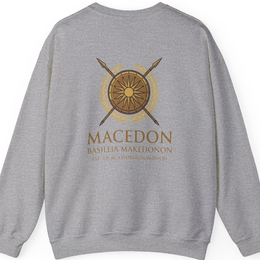 Macedonian Empire Crest Back Print Sweatshirt - Sport Grey back