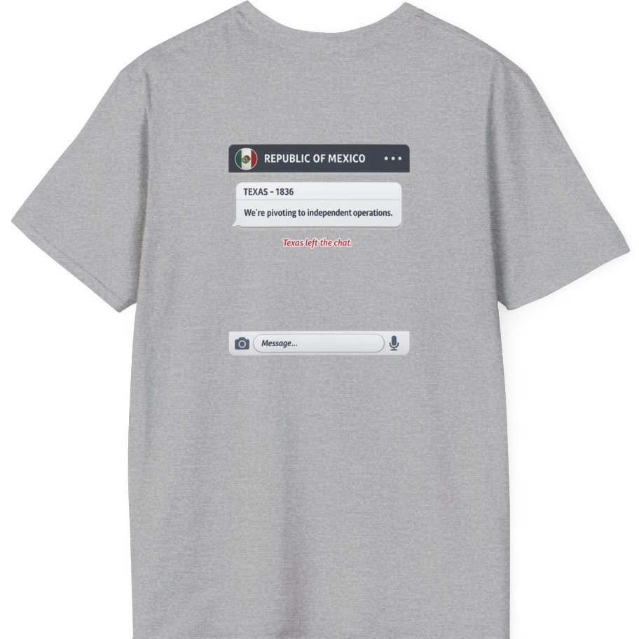 Texas Independence Group Chat Back Print T-Shirt - Sport Grey back