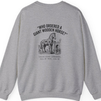 Trojan Horse Deadpan Satire Back Print Sweatshirt - Sport Grey back