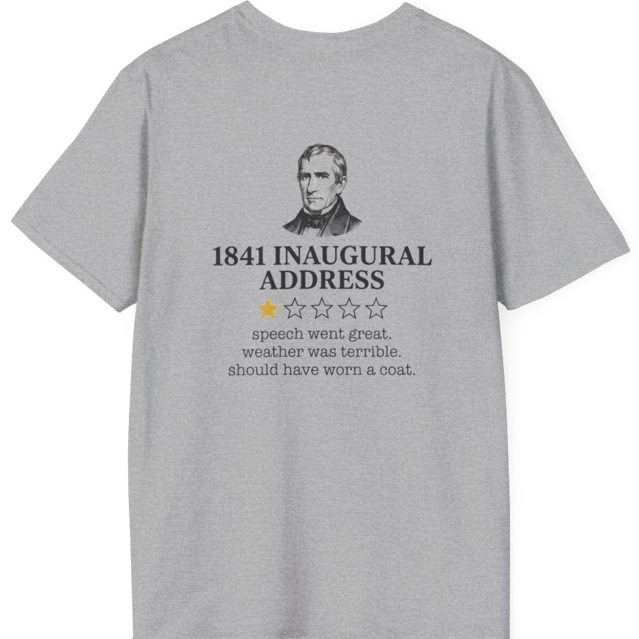 Inaugural Address Review Back Print T-Shirt - Sport Grey back