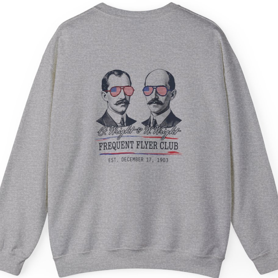 Wright Brothers Frequent Flyer Back Print Sweatshirt - Sport Grey back