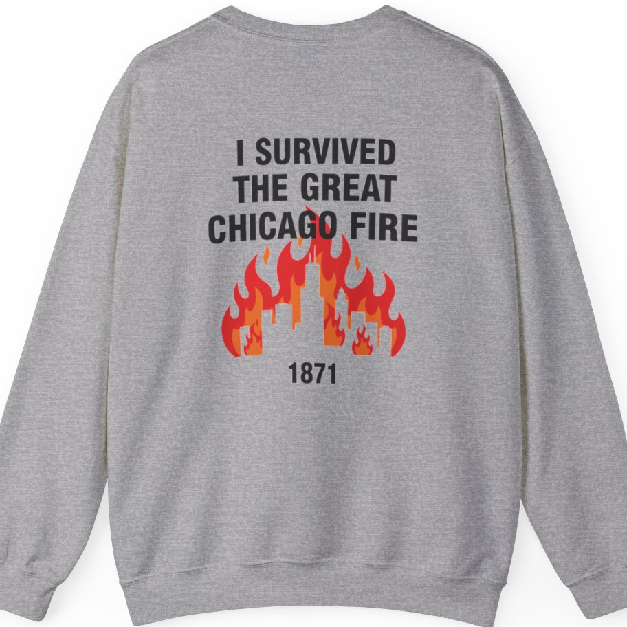 Great Chicago Fire Classic Back Print Sweatshirt - Sport Grey back