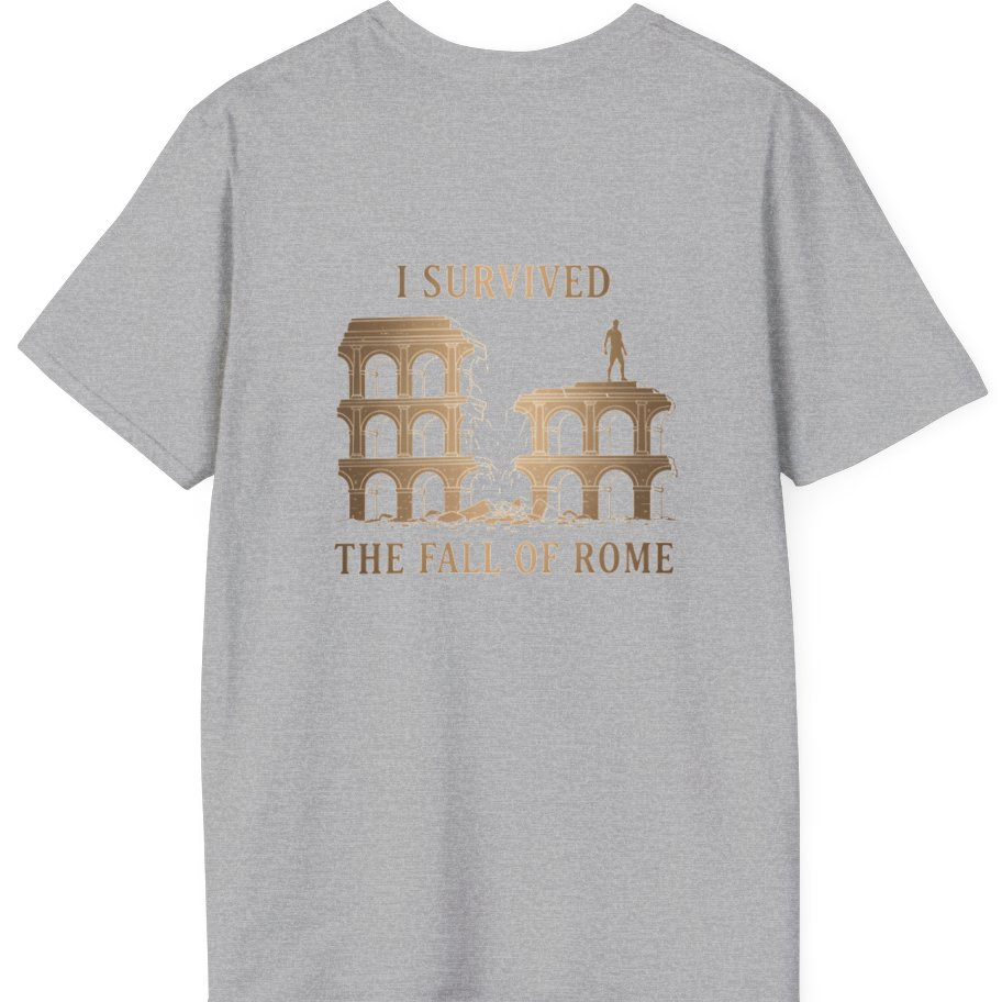 I Survived The Fall of Back Print T-Shirt - Sport Grey back