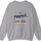 Black Sheep Squadron Crest Back Print Sweatshirt - Sport Grey back