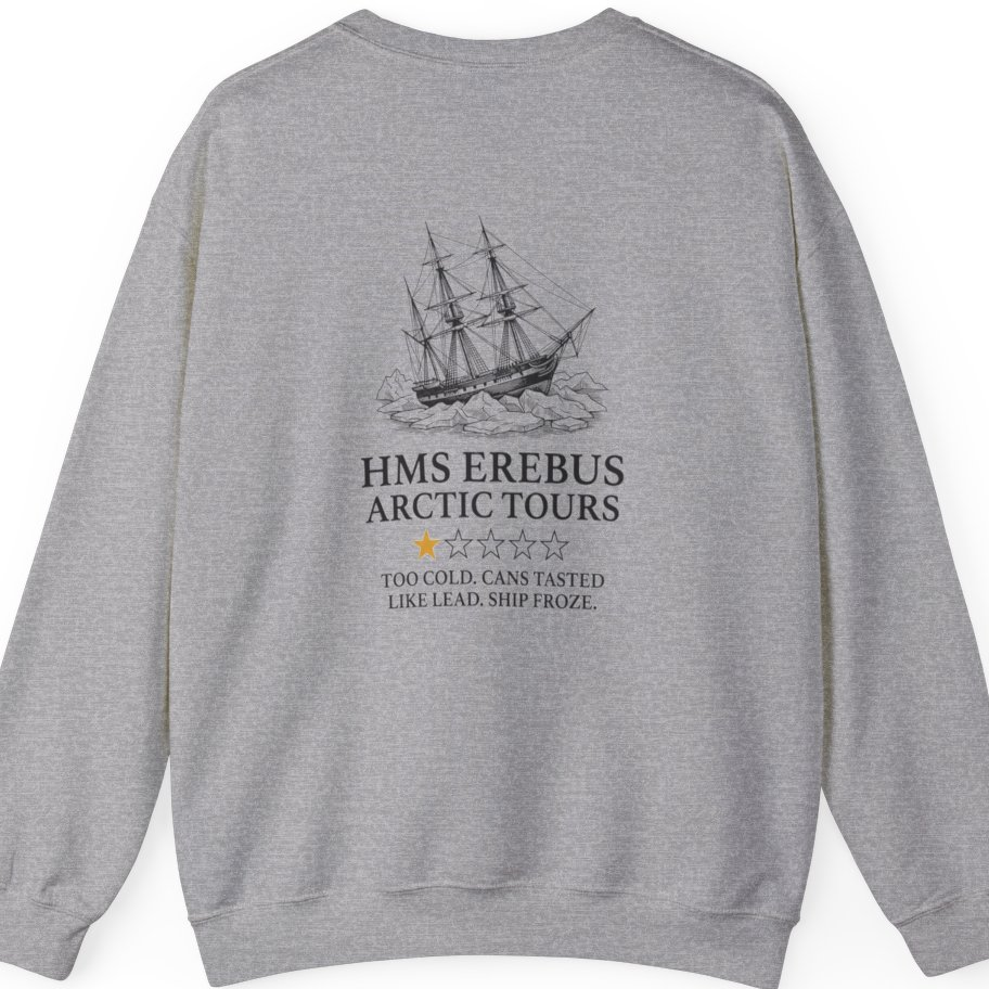 Hms Erebus Arctic Tours Back Print Sweatshirt - Sport Grey back
