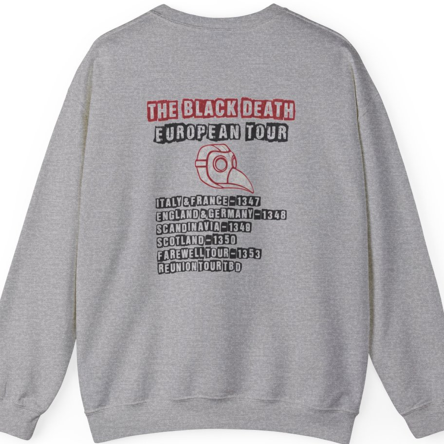 The Black Death European Tour Back Print Sweatshirt - Sport Grey back
