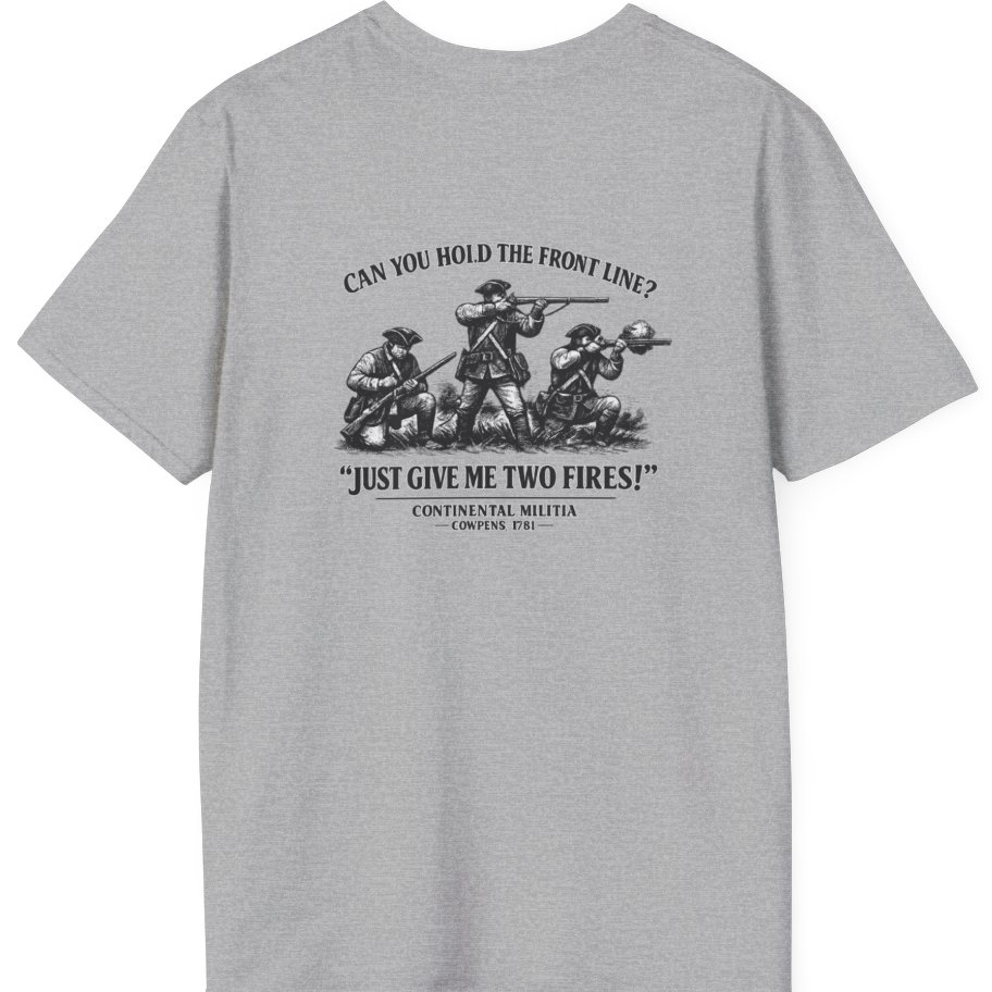 Continental Militia Two Fires Cowpens Back Print T-Shirt - Sport Grey back
