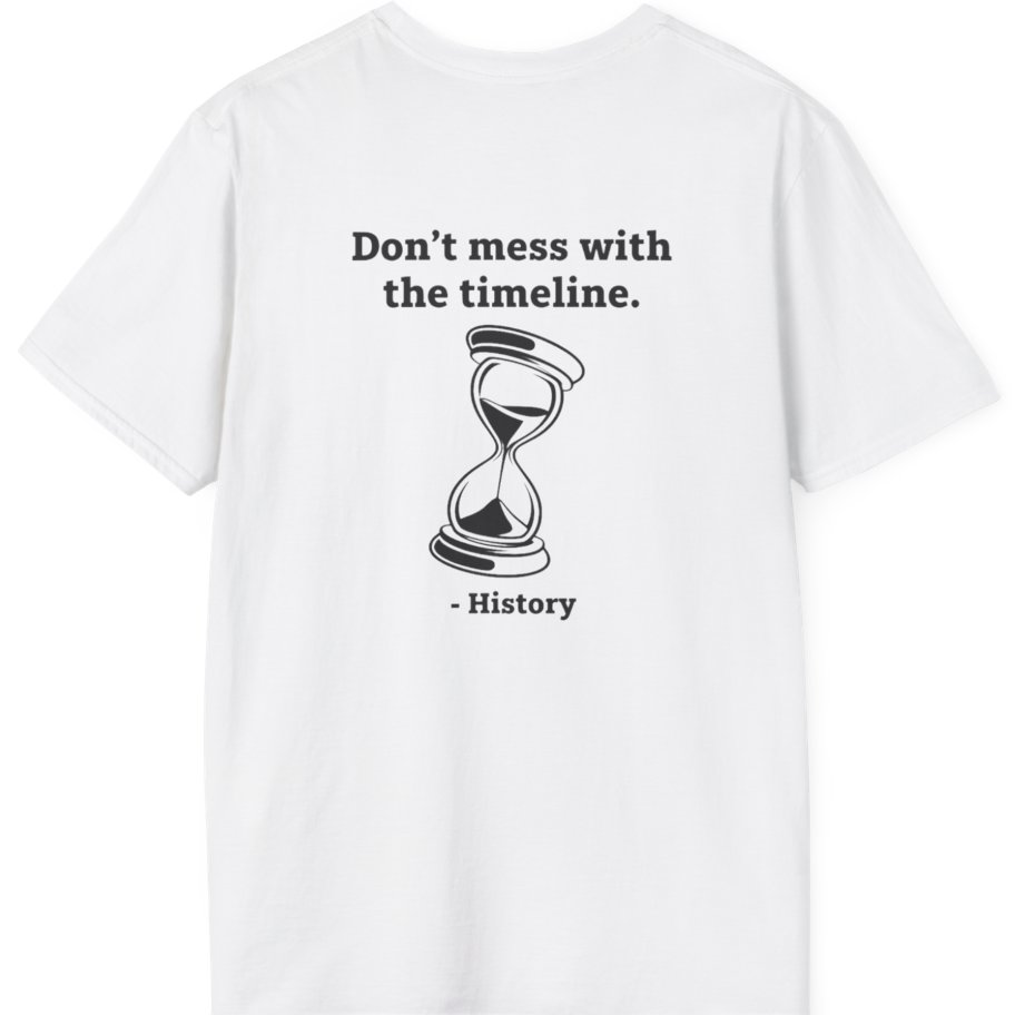 Time Travel Paradox Back Print T-Shirt - White back