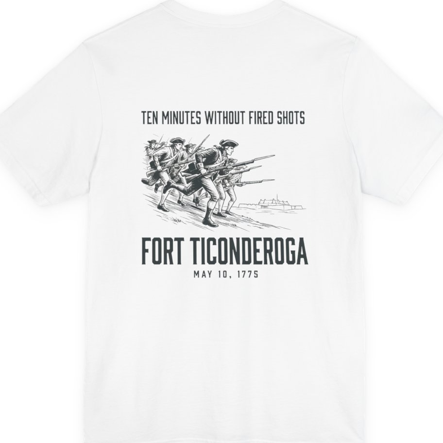 Fort Ticonderoga Ten Minutes Back Print Premium Tee - White back