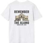 Remember the Alamo March 6th Back Print T-Shirt - White back