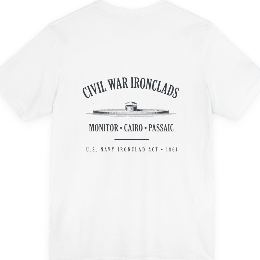 Civil War River Ironclads Back Print Premium Tee - White back