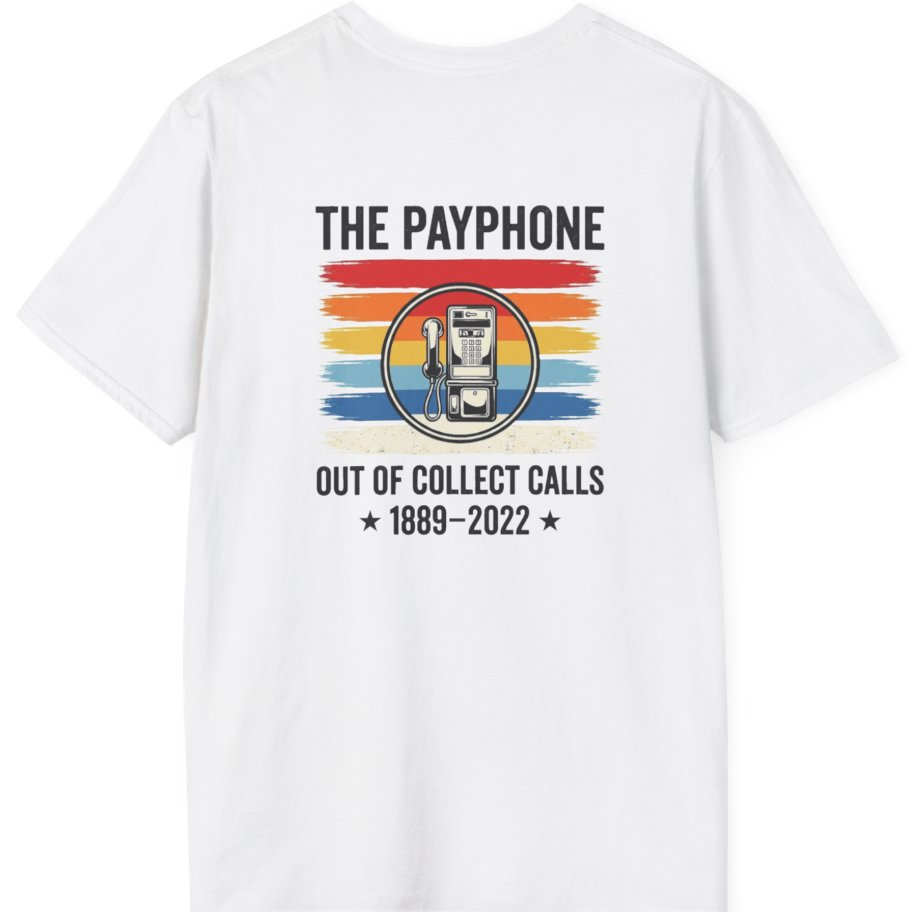 Public Payphone Memorial Back Print T-Shirt - White back