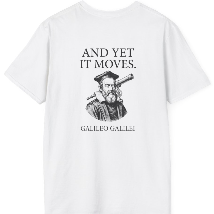 Galileo And Yet It Moves Back Print T-Shirt - White back