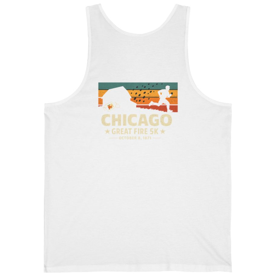 Chicago Great Fire 5K Retro Back Print Tank Top - White back
