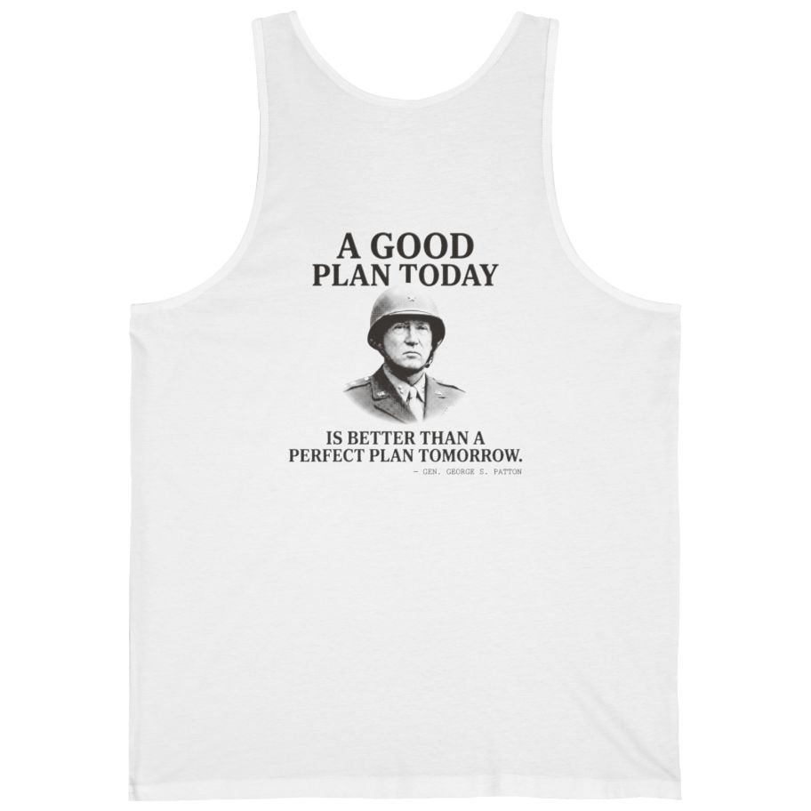 Patton Good Plan Back Print Tank Top - White back
