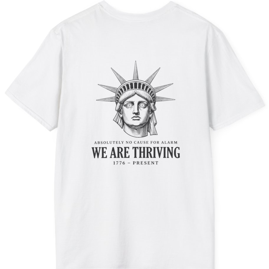 Lady Liberty We Are Thriving Back Print T-Shirt - White back