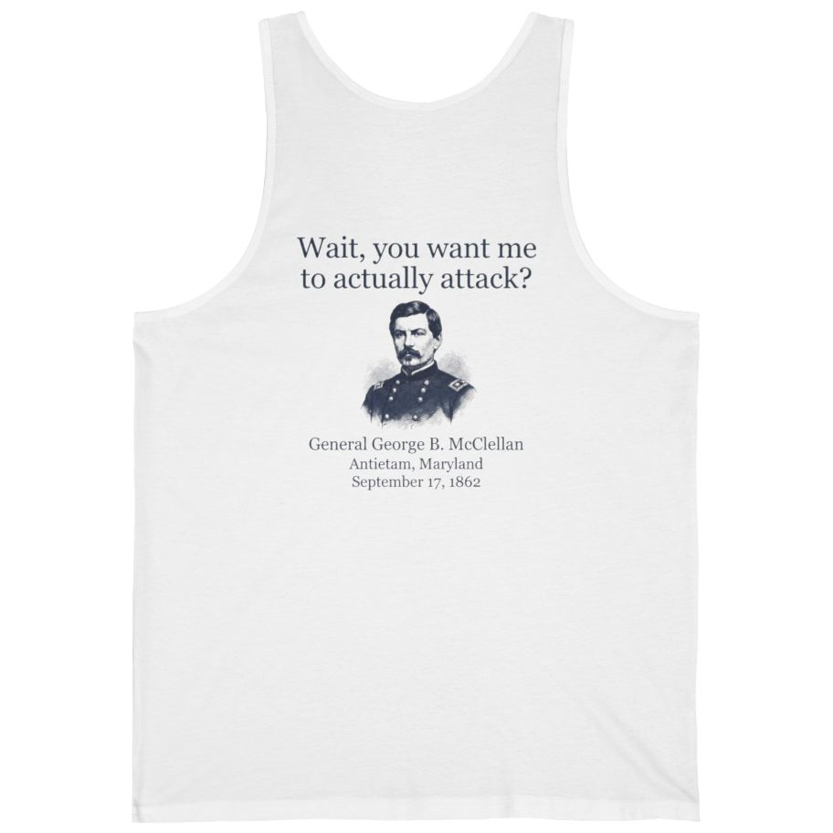 Mcclellan Antietam Attack Back Print Tank Top - White back