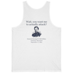 Mcclellan Antietam Attack Back Print Tank Top - White back