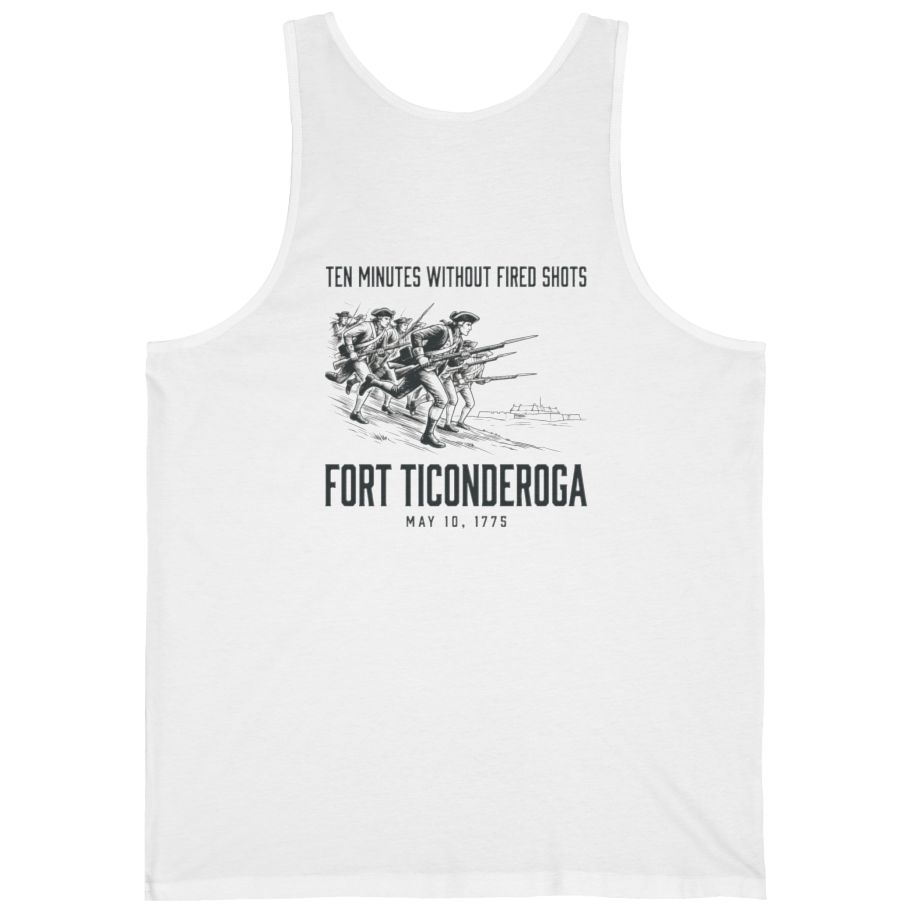Fort Ticonderoga Ten Minutes Back Print Tank Top - White back