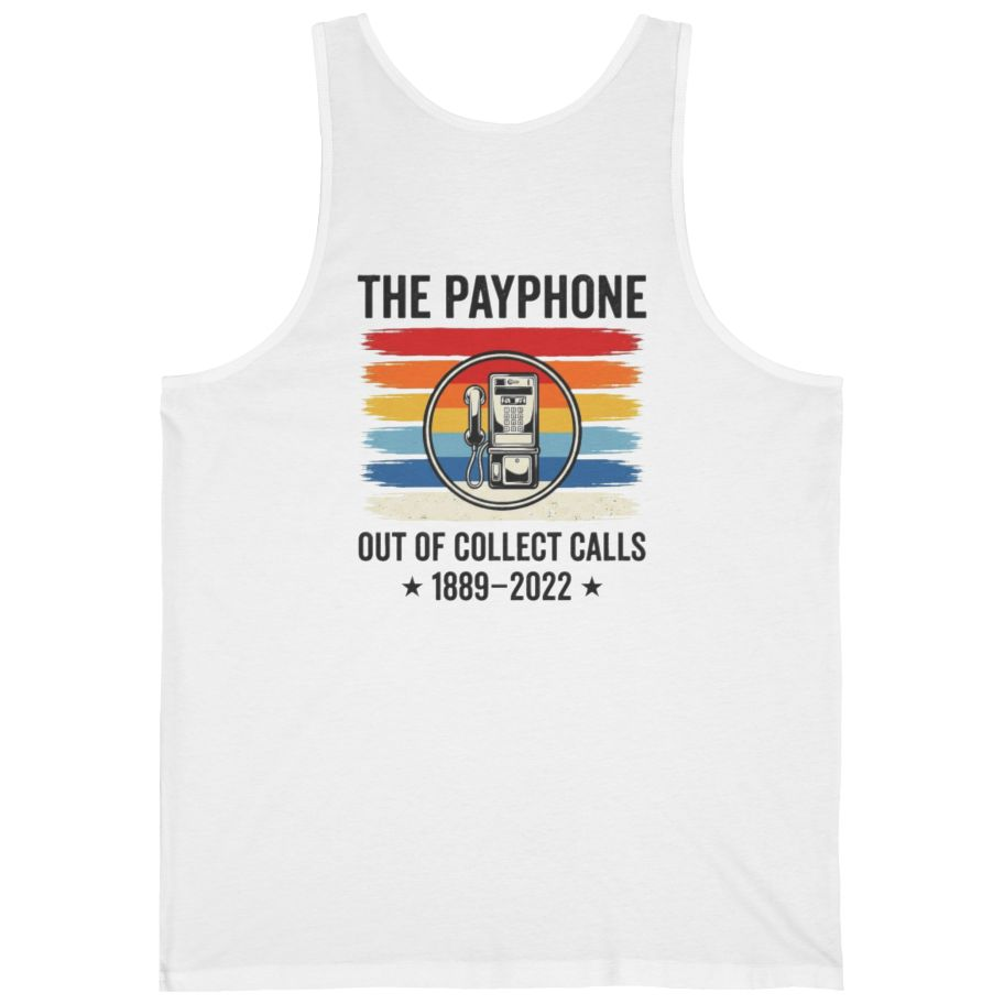 Public Payphone Memorial Back Print Tank Top - White back
