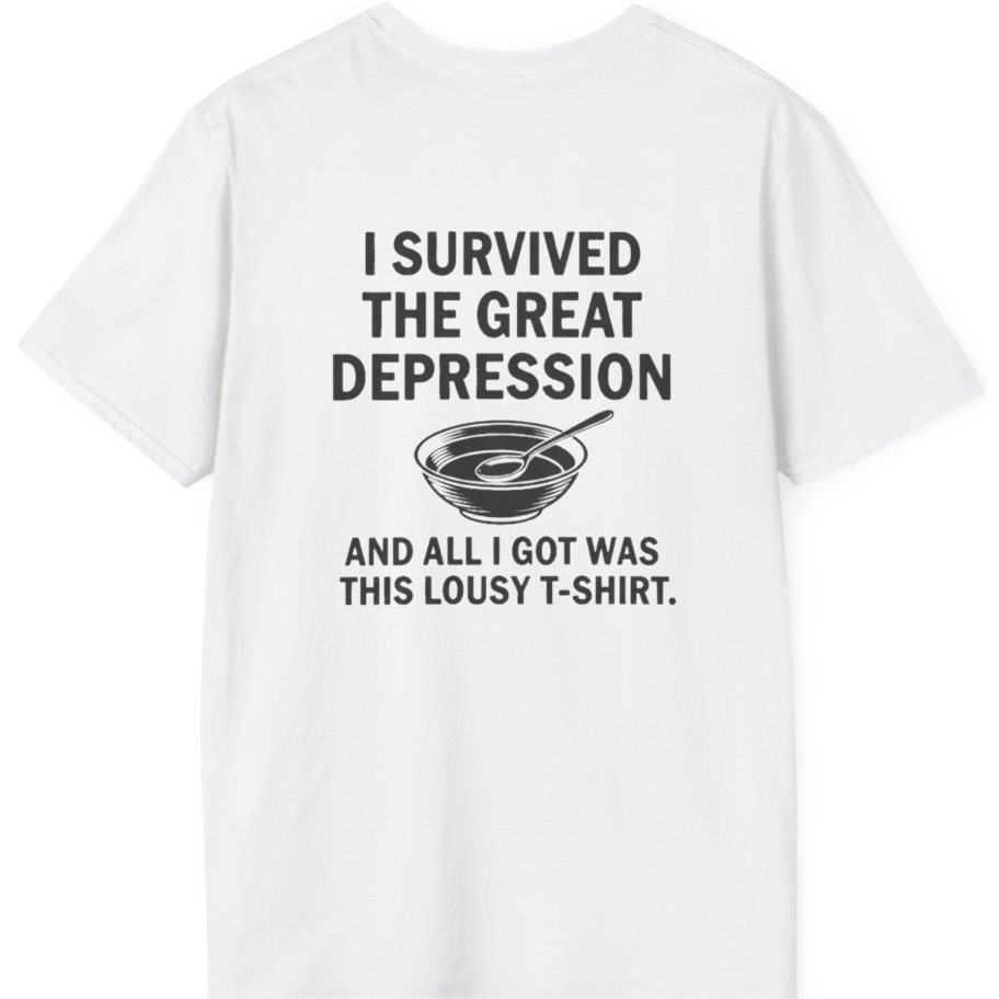 Great Depression Back Print T-Shirt - White back