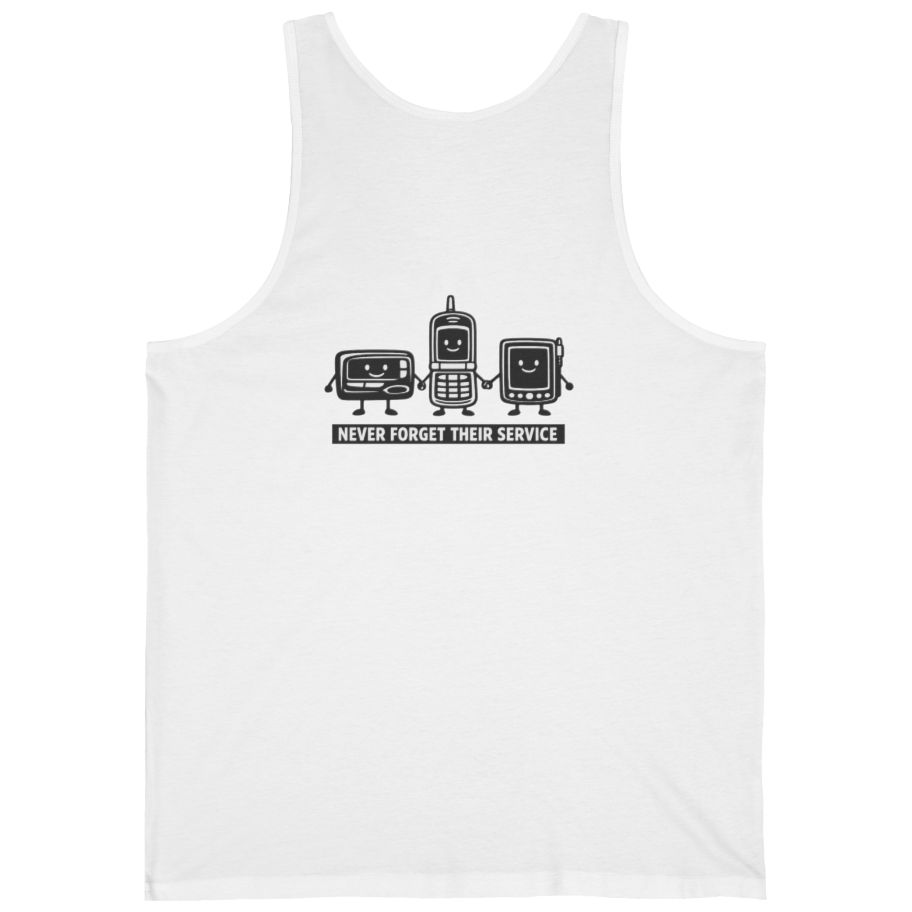 Never Forget Their Service Obsolete Back Print Tank Top - White back