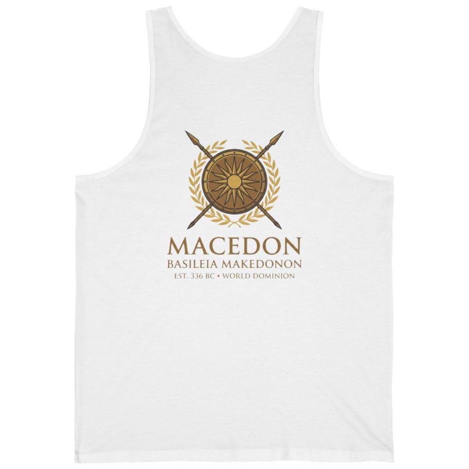 Macedonian Empire Crest Back Print Tank Top - White back