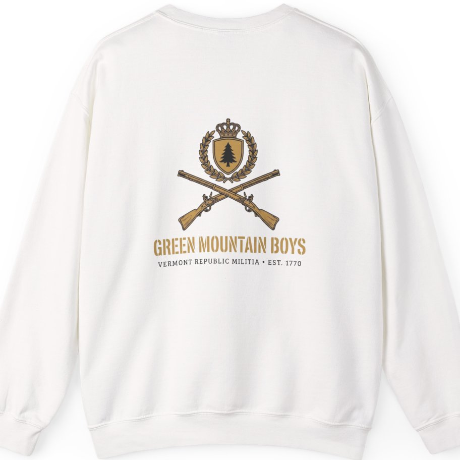 Green Mountain Boys Crest Back Print Sweatshirt - White back